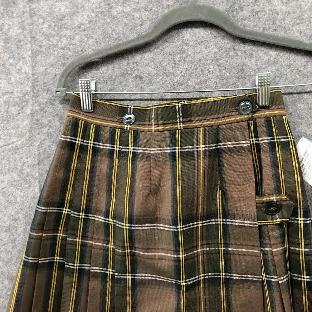NWT Flynn O'Hara Uniformas Brown Gold Skirt‎ Girls 12X Pleated Plaid School